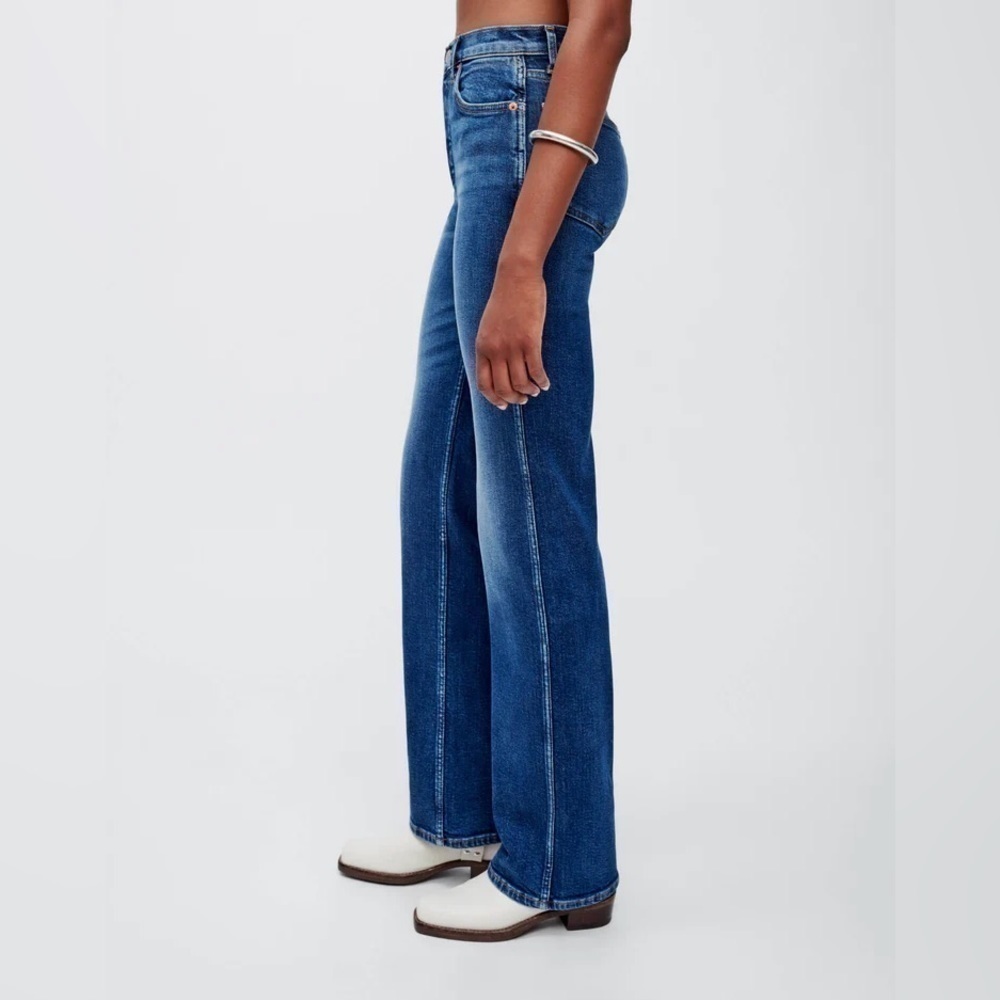 Re/Done Blue High Rise Loose Button Fly in Jetty Jeans 32